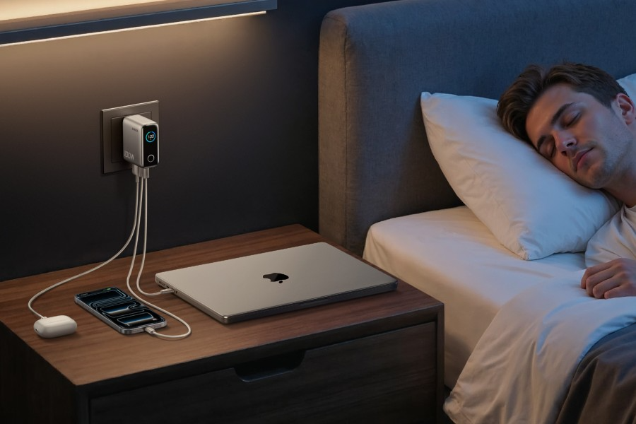 Anker 100W 3-Port Charger with Smart Display – B121B